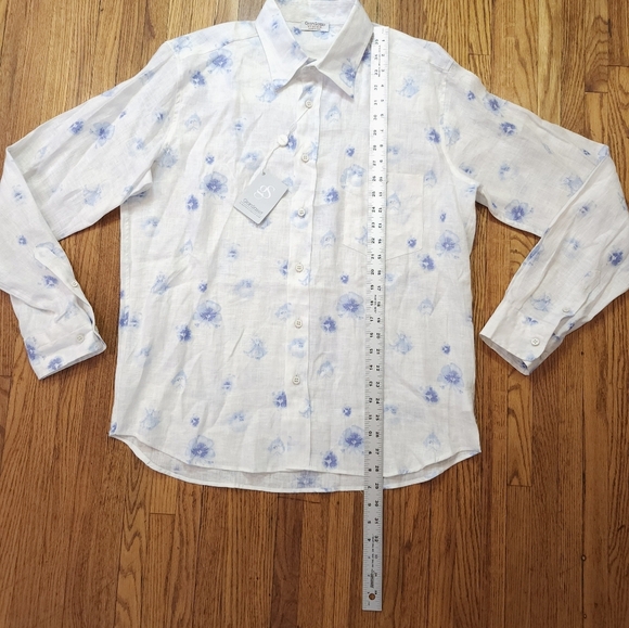 Gran Sasso Mens Linen Button Down Shirt Size 52 NEW White Floral Luxury - Picture 5 of 9